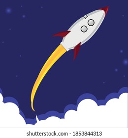 Vector image of a small passenger rocket launch to space