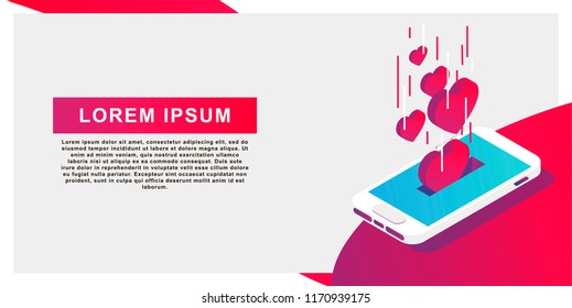 vector image of the smartphone built in isometry, which fall like icons
