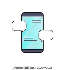 Vector image of a smartphone with dialogue, blocks of correspondence, sms phone icon
