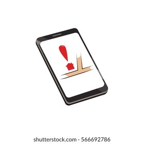 Vector image of a smartphone with a location symbol