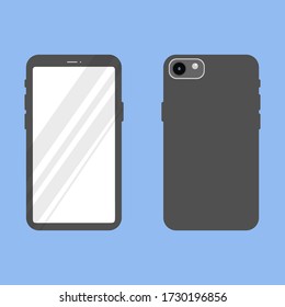 imagen vectorial de un smartphone en una vista frontal y posterior