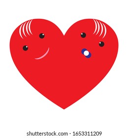 Vector image of smiling baby boy and girl arranged as heart
