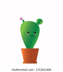 vector image of a smiling cactus in a pot
