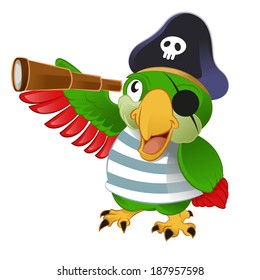 Vector image of an smiling cartoon pirate parrow