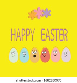 
Vector image. Smiling easter eggs. Easter card.