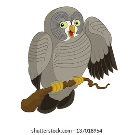 Vector image of smiling funny cartoon owl