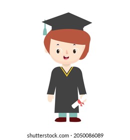 Vector image of Smiling Girl in Academic Dress and Happy Box Hat with Graduation Ceremony Vector Illustration 
