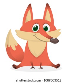 Vector image of smiling orange cartoon fox