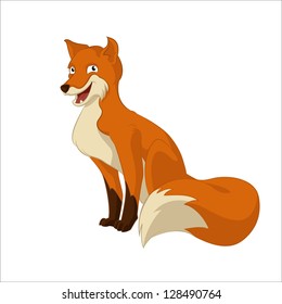 Vector image of smiling orange cartoon fox