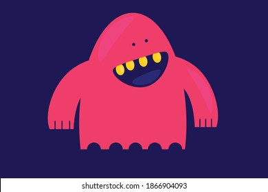 Vector image of smiling pink monster