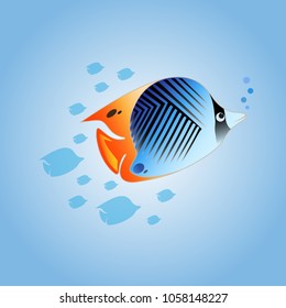 vector image of a smiling tropical fish