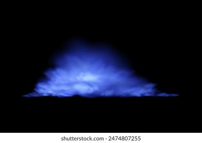 Vector image of smoke with the effect of blue fog, clouds of steam and haze. Perfect for decorating an eerie atmosphere in the style of horror or Halloween.