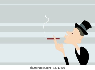 vector image of smoker with cigar