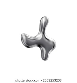 A vector image with a smooth shape in the form of a blob with a futuristic design and chrome coating to create a dynamic effect in creative projects
