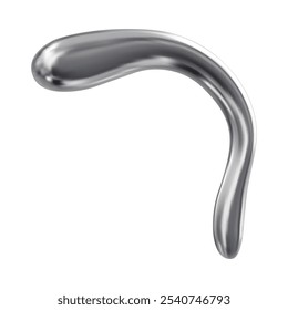 Vector image with smooth shapes with futuristic design and chrome finish. Abstract illustration with a flowing silver figure to create a dynamic effect.