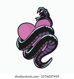 Vector image of a snake with a heart