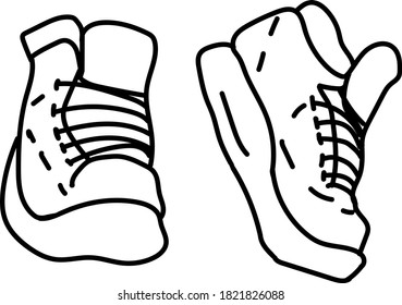 Vector image of Sneakers. Dance Shoes Line art