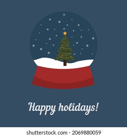 Vector image of a snow globe with a Christmas tree. Can be used to create Christmas designs.