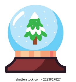 vector image snowball with tree inside christmas decoration with white background