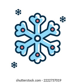 imagen vectorial del copo de nieve en color azul con fondo blanco