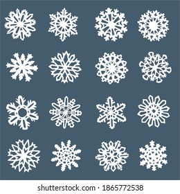 Vector image of snowflakes on blue background