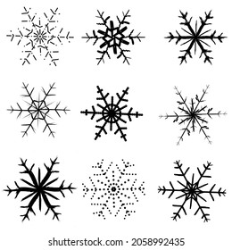 vector image of snowflakes with various shapes.