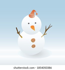 Vector image of snowman in snow scene