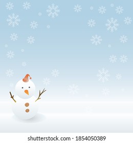 Vector image of snowman in snow scene