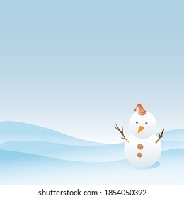 Vector image of snowman in snow scene