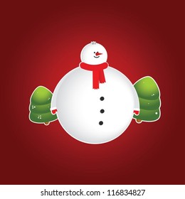 Vector image of snowman wearing scarf and gloves