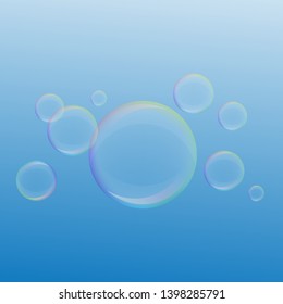 Vector image of the soap bubbles on a blue background. Abstract image