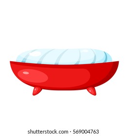 Vector image of soap and soap dish on a white background. Cartoon color soap on a 
white background. Object of hygiene and body care