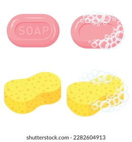 Vector image of soap. Hygiene items and baths. The concept of cleanliness and self-care. Beautiful elements for your design.