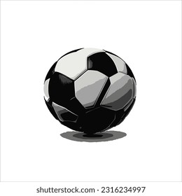 vector image of a soccer ball, black white, white background.