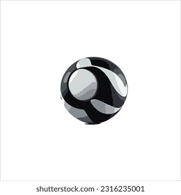 imagen vectorial de una pelota de fútbol, blanco negro, fondo blanco.