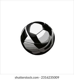 Vektorgrafik eines Fußballballs, schwarz-weißer Hintergrund.