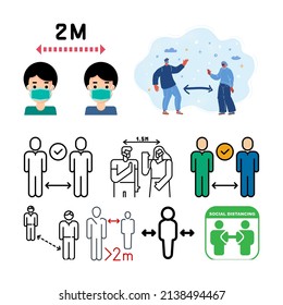 vector image of social distance people icon to remember that the corona virus is still there