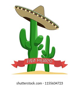Vector image of a sombrero with cacti.
