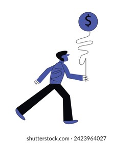 Ein Vektorbild von jemandem, der Geld hält und Einkommen, Gewinn und finanzielle Freiheit abbildet