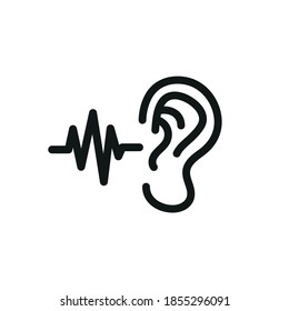 Vector image. Sound icon. Image of an ear with sound waves.