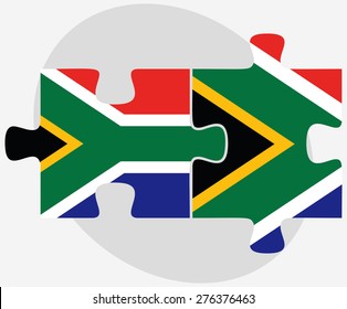 Vector Image - South Africa and South Africa Flags in puzzle isolated on white background
