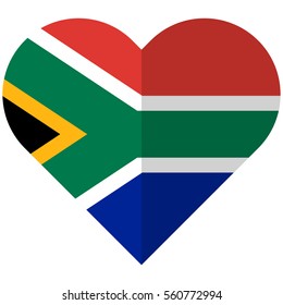 Vector image of the South Africa flat heart flag