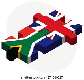 Vector Image - South Africa and United Kingdom Flags in puzzle isolated on white background
