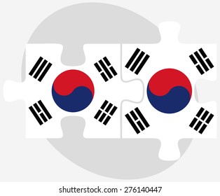 Vector Image - South Korea and South Korea Flags in puzzle isolated on white background

