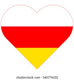 Vector image of the South Ossetia flat heart flag