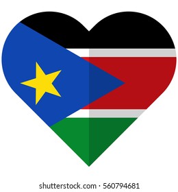 Vector image of the South Sudan flat heart flag