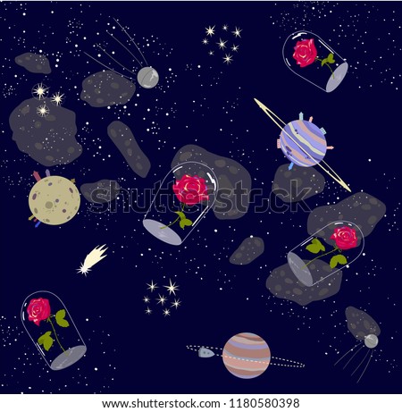 Vector Image Space Wallpaper Planets Stars Stock Vector Royalty