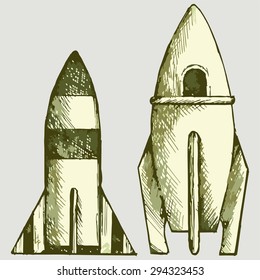 Vector image of spacecraft. Cartoon space rocket