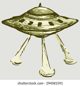 Vector Image. Spaceship aliens. UFO