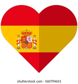 Vector image of the Spain flat heart flag